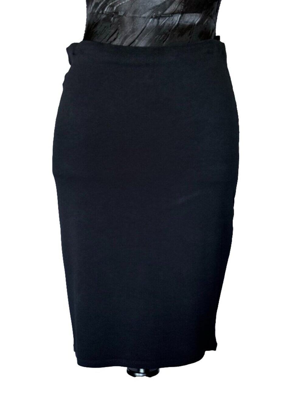 Vintage French Connection Black Pencil Midi Skirt - Size M Made in USA